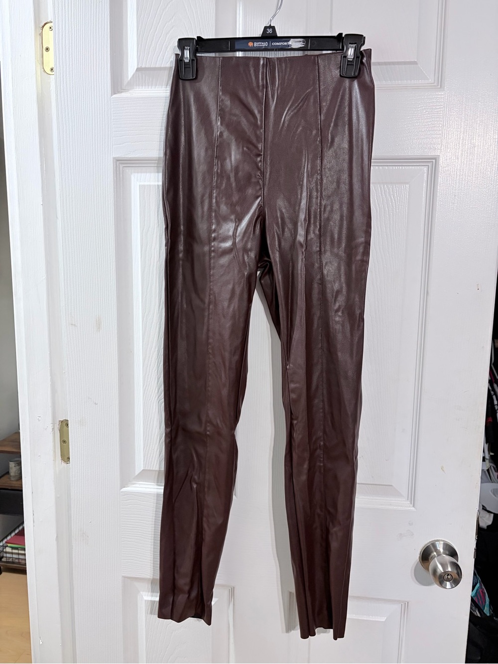 H&M Brown Faux Leather Leggings Pants Size 4